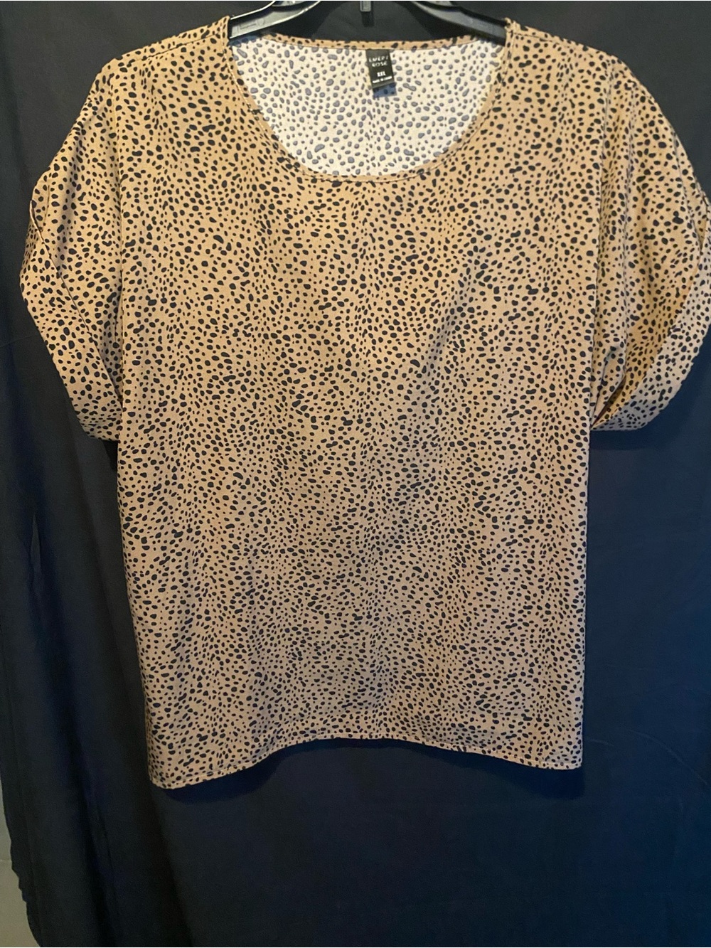 Women's Tan Leopard Print Short Sleeve Top